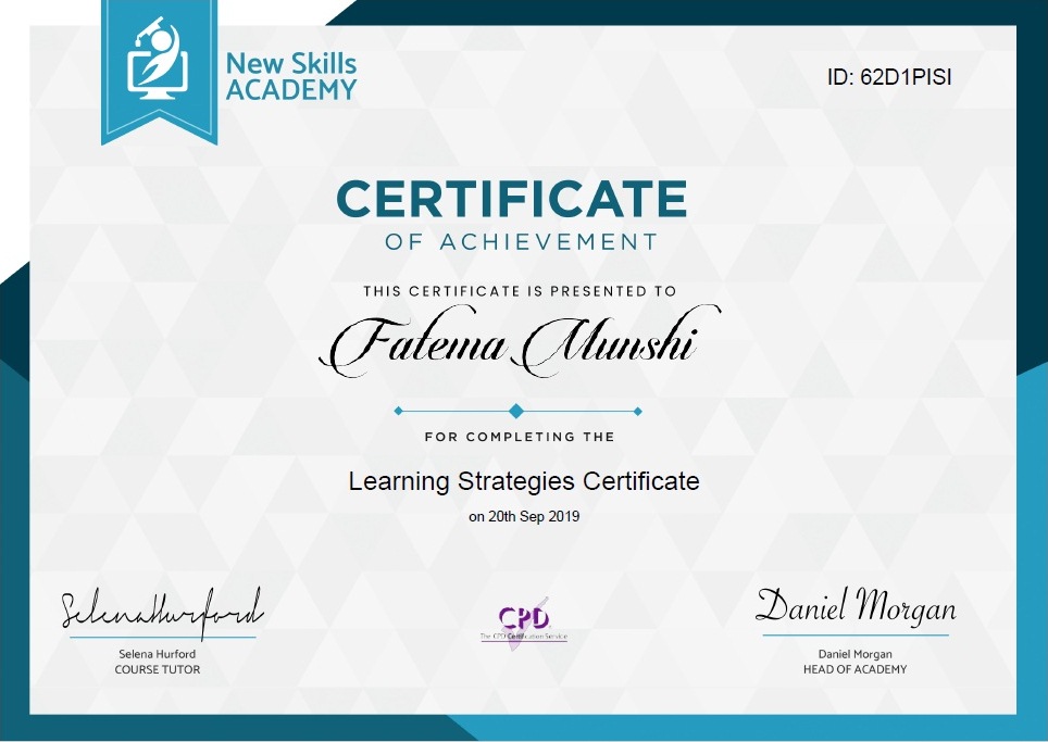 Learning Strategies Certificate Learning Strategies Certificate